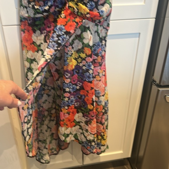 Mary Katrantzou x Lipsy Multicolour Ditsy Floral Chiffon Ruched Maxi Dress Sz 10 - Picture 11 of 17